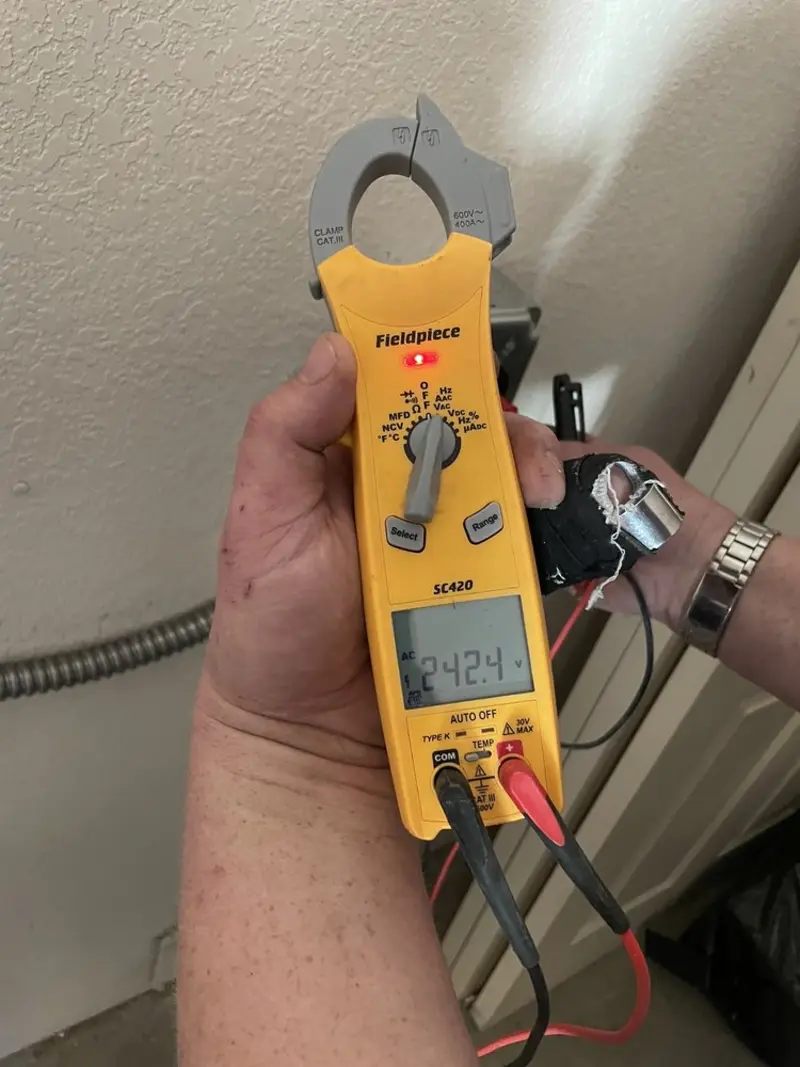 Voltage testing with clamp meter during Electrical Installation Services in Rolling Hills Estates